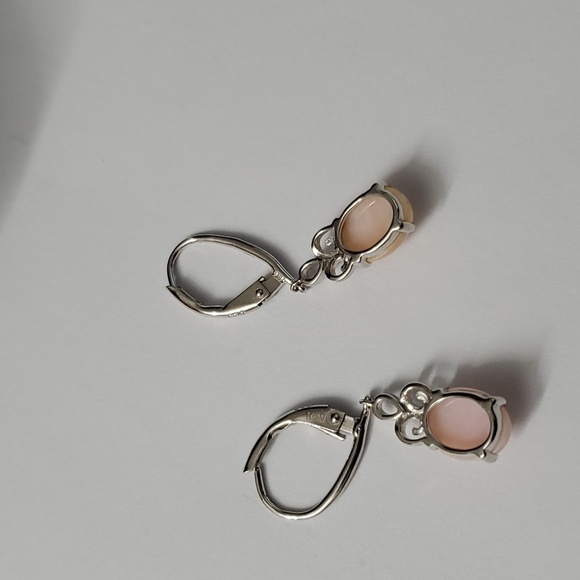 Sterling Silver 925 Angel Skin Coral Dangle Earrings - Picture 4 of 4